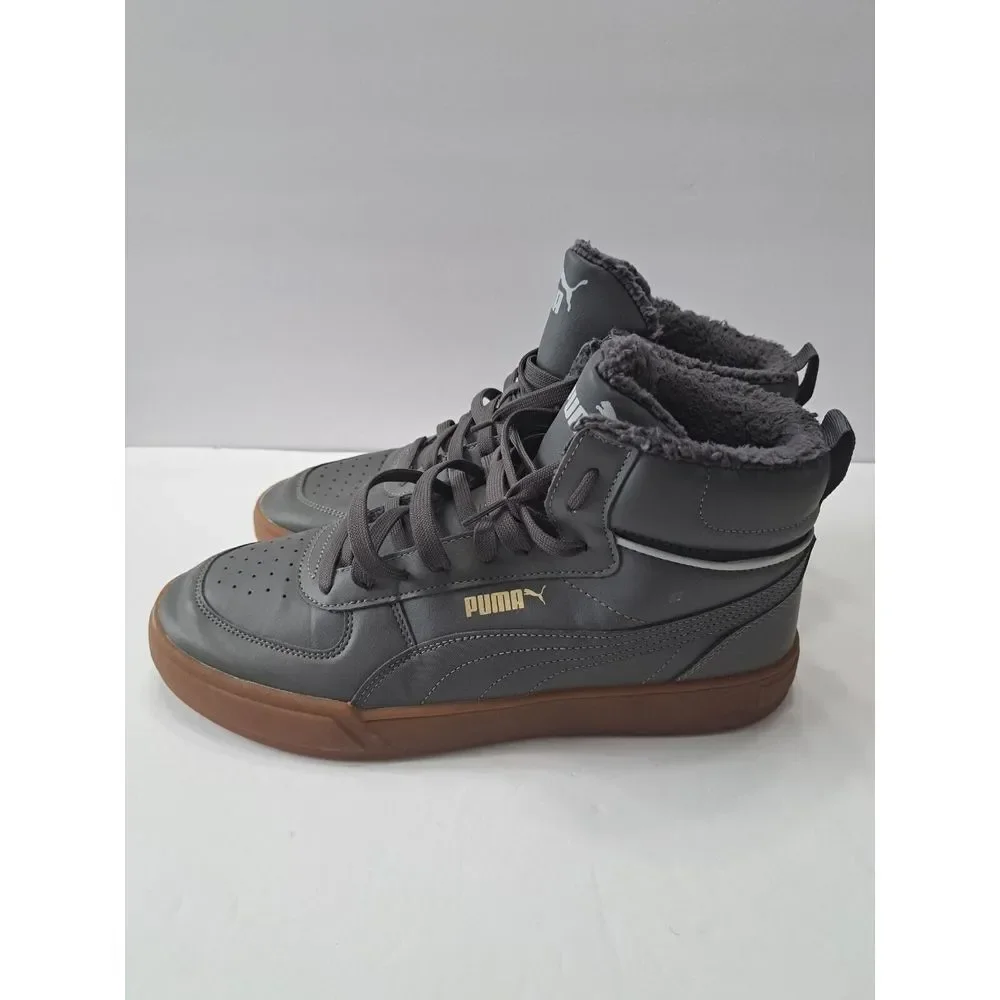 PumaCaven Mid Winter Shoes Mens Sz 11 Gray Brown Faux‎ Fur Sneakers Trainers